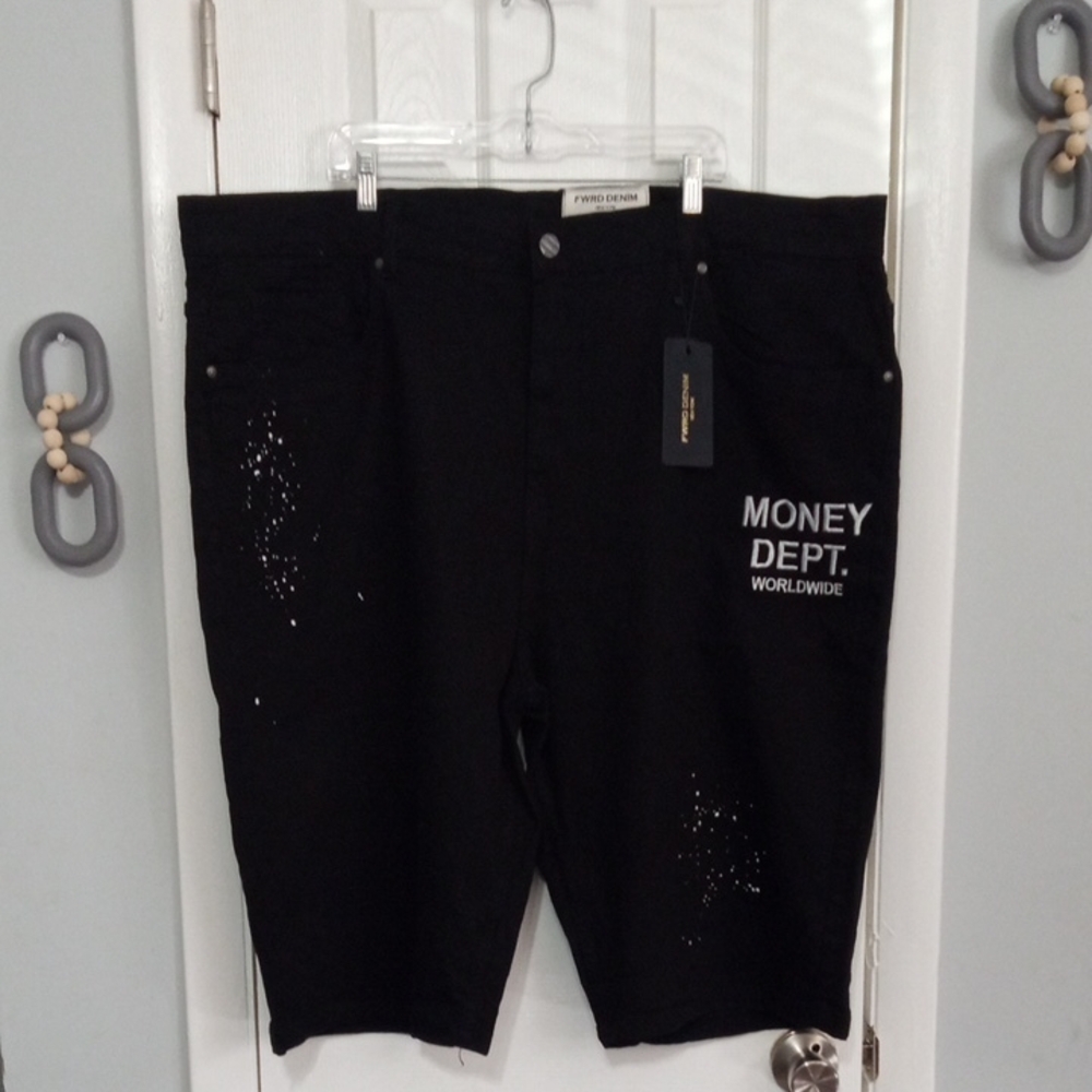🚨B2G1 New FWRD DENIM Black White Splattered Denim Jean Shorts